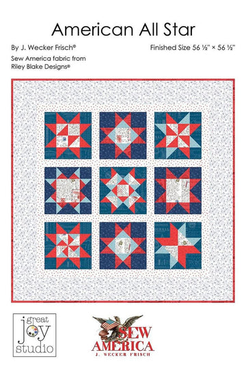 American All Star Quilt PATTERN Patriotic Pattern - Riley Blake - INSTRUCTIONS Only