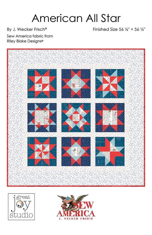 American All Star Quilt PATTERN Patriotic Pattern - Riley Blake - INSTRUCTIONS Only