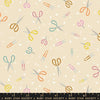 Image of Paper Cuts 2 Scissors Parchment quilting cotton fabric by Ruby Star Society for Moda Fabrics. Features scissors on a cream background. Cute Little Fabric Shop.
