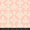 Image of Paper Cuts 2 Fresh Peach Puff quilting cotton fabric by Ruby Star Society for Moda Fabrics. Features flowers on a pink background. Cute Little Fabric Shop.