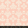 Image of Paper Cuts 2 Fresh Peach Puff quilting cotton fabric by Ruby Star Society for Moda Fabrics. Features flowers on a pink background. Cute Little Fabric Shop.