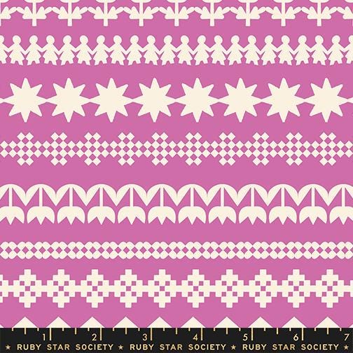 Image of Paper Cuts 2 Cuttings Heliotrope quilting cotton fabric by Ruby Star Society for Moda Fabrics. Features shapes on a purple background. Cute Little Fabric Shop.