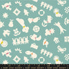 Image of Paper Cuts 2 Shapes Water quilting cotton fabric by Ruby Star Society for Moda Fabrics. Features shapes on a blue background. Cute Little Fabric Shop.
