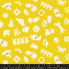 Image of Paper Cuts 2 Shapes Starfruit quilting cotton fabric by Ruby Star Society for Moda Fabrics. Features shapes on a yellow background. Cute Little Fabric Shop.