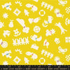 Image of Paper Cuts 2 Shapes Starfruit quilting cotton fabric by Ruby Star Society for Moda Fabrics. Features shapes on a yellow background. Cute Little Fabric Shop.