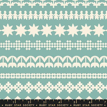Image of Paper Cuts 2 Cuttings Water quilting cotton fabric by Ruby Star Society for Moda Fabrics. Features shapes on a blue background. Cute Little Fabric Shop.