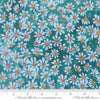 Image of Soulstice Bitty Turquoise quilting cotton fabric by Create Joy Project for Moda Fabrics. Features floral watercolors on a blue background. Cute Little Fabric Shop.