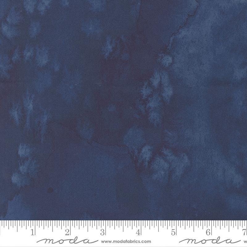 Image of Flow Basics Night quilting cotton fabric by Create Joy Project for Moda Fabrics. Features abstract watercolor on a blue background. Cute Little Fabric Shop.