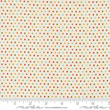Image of Animal Park Fun Dots Dove quilting cotton fabric by Stacy Iest Hsu for Moda Fabrics. Features dots on a cream background. Cute Little Fabric Shop.