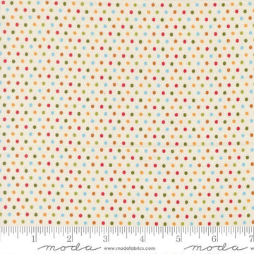 Image of Animal Park Fun Dots Dove quilting cotton fabric by Stacy Iest Hsu for Moda Fabrics. Features dots on a cream background. Cute Little Fabric Shop.