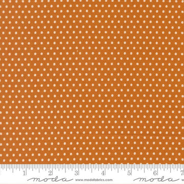 Image of Animal Park Fun Dots Tiger quilting cotton fabric by Stacy Iest Hsu for Moda Fabrics. Features dots on an orange background. Cute Little Fabric Shop.