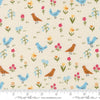 Image of Animal Park Fun Birds Dove quilting cotton fabric by Stacy Iest Hsu for Moda Fabrics. Features animals on a cream background. Cute Little Fabric Shop.