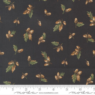 Image of Wild Blue Yonder Acorn Midnight quilting cotton fabric by Moda Fabrics. Features acorns on a blue background. Cute Little Fabric Shop.