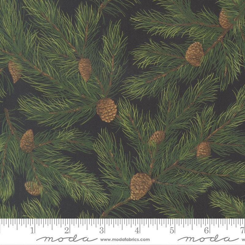 Image of Wild Blue Yonder Pine Needles Midnight quilting cotton fabric by Moda Fabrics. Features pine needles on a blue background. Cute Little Fabric Shop.