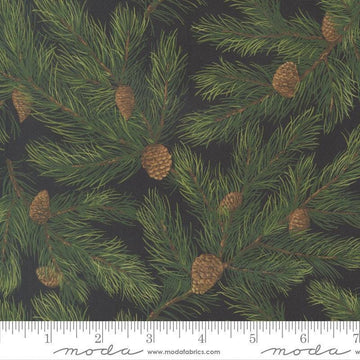 Image of Wild Blue Yonder Pine Needles Midnight quilting cotton fabric by Moda Fabrics. Features pine needles on a blue background. Cute Little Fabric Shop.