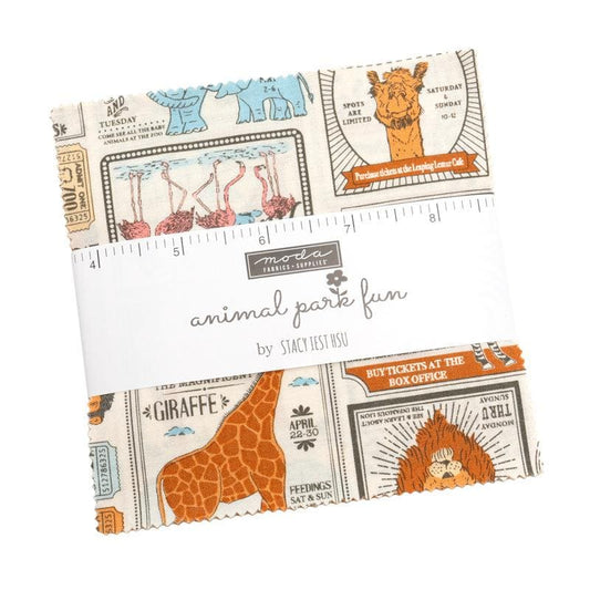 SALE Animal Park Fun Charm Pack 20960PP - Moda Fabrics - 42-Piece Precut - Quilting Cotton Fabric