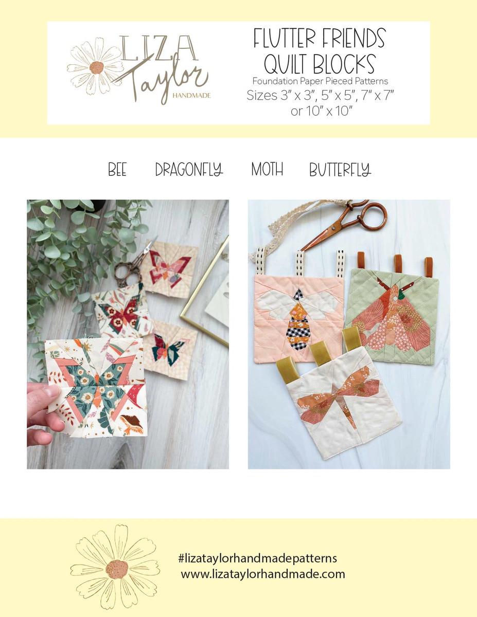 SALE Handmade Flutter Friends Quilt Block PATTERN - Liza Taylor - Rile ...