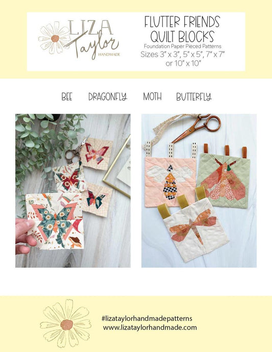 SALE Handmade Flutter Friends Quilt Block PATTERN - Liza Taylor - Riley Blake Designs - INSTRUCTIONS Only