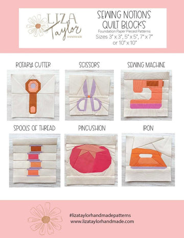SALE Handmade Sewing Notions Quilt Blocks PATTERN - Liza Taylor - Riley Blake Designs - INSTRUCTIONS Only