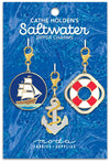 Saltwater Ship Zip Charm Three Count Lobster Clasps - Moda Fabrics - Zipper Charms