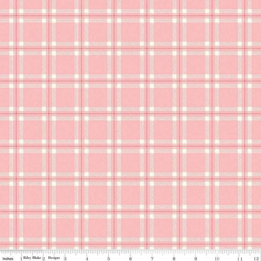 18" End of Bolt - SALE FLANNEL Glamp Camp Plaid F12579 Pink - Riley Blake Designs - Camping - FLANNEL Cotton Fabric