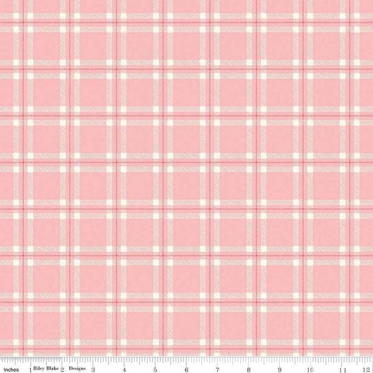 Fat Quarter End of Bolt - SALE FLANNEL Glamp Camp Plaid F12579 Pink - Riley Blake Designs - Camping - FLANNEL Cotton Fabric