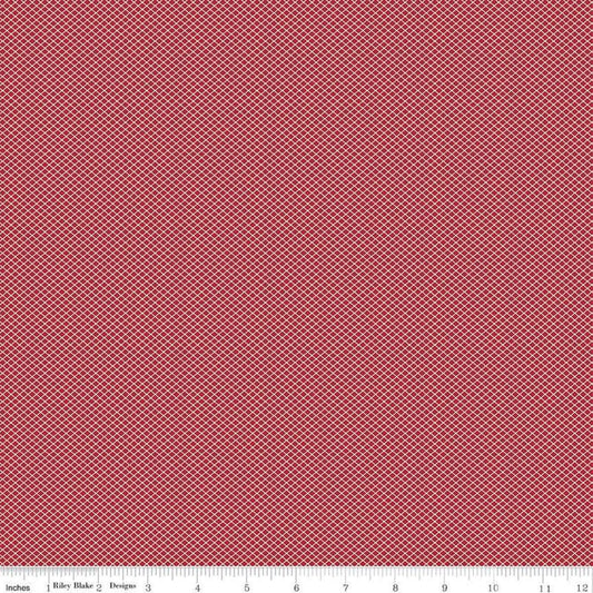 Bee Plaids October Red Diagonal Lattice Fabric - C12026 - Lori Holt Riley Blake Quilting Cotton Fabric