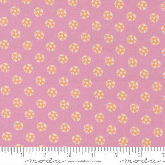 Image of Cannon Beach Tide Pools Sweet Pea quilting cotton fabric by Crystal Manning for Moda Fabrics. Features flowers on a pink background. Cute Little Fabric Shop.