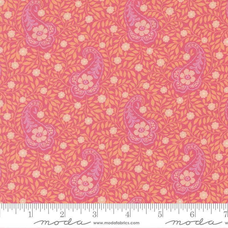 Image of Cannon Beach Paisley Chrysanthemum quilting cotton fabric by Crystal Manning for Moda Fabrics. Features paisley on an orange background. Cute Little Fabric Shop.