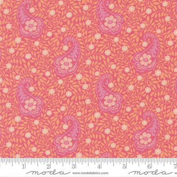 Image of Cannon Beach Paisley Chrysanthemum quilting cotton fabric by Crystal Manning for Moda Fabrics. Features paisley on an orange background. Cute Little Fabric Shop.