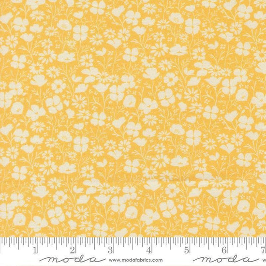 Image of Cannon Beach Blooms Sunshine quilting cotton fabric by Crystal Manning for Moda Fabrics. Features flowers on a yellow background. Cute Little Fabric Shop.