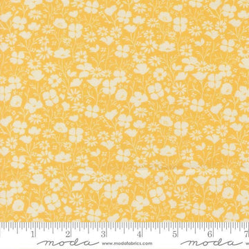 Image of Cannon Beach Blooms Sunshine quilting cotton fabric by Crystal Manning for Moda Fabrics. Features flowers on a yellow background. Cute Little Fabric Shop.