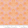 Image of Cannon Beach Damask Blush quilting cotton fabric by Crystal Manning for Moda Fabrics. Features flowers on an orange background. Cute Little Fabric Shop.
