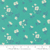 Image of Cannon Beach Astoria Turquoise quilting cotton fabric by Crystal Manning for Moda Fabrics. Features flowers on a green background. Cute Little Fabric Shop.