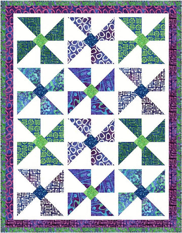DEAL Expressions Batiks Bold in Bloom Quilt Kit Pinwheel Quilt - Riley Blake Quilting Cotton Fabric