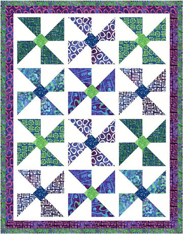 SALE Expressions Batiks Bold in Bloom Quilt Kit Pinwheel Quilt - Riley Blake Quilting Cotton Fabric
