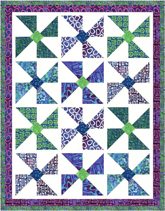 SALE Expressions Batiks Bold in Bloom Quilt Kit Pinwheel Quilt - Riley Blake Quilting Cotton Fabric