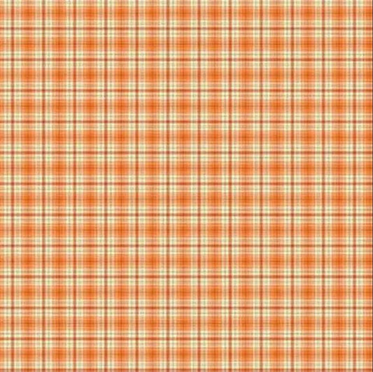 16" End of Bolt - Adel in Autumn Plaid C10828 Orange - Riley Blake Designs - Fall Orange Cream - Quilting Cotton Fabric