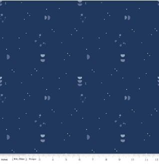 18" End of Bolt - SALE South Hill Confetti Sky C12666 Navy - Riley Blake Designs - Semi-Circles Stars Dots - Quilting Cotton Fabric