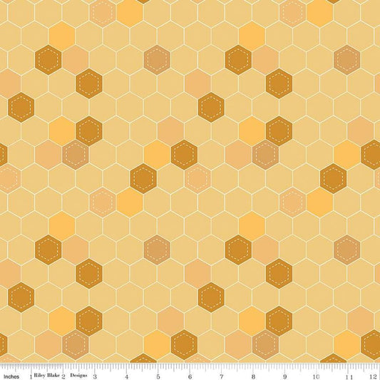 29" End of Bolt - DEAL Daisy Fields Honeycomb C12481 Honey by Riley Blake Designs - Geometric Hexagons Hexies - Quilting Cotton Fabric