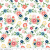9" End of Bolt - SALE Sew Much Fun Main C12450 White by Riley Blake Designs - Floral Flowers Pin Dots - Quilting Cotton Fabric