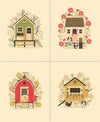 The Henhouse Panel Cloud Cream Houses Fabric - 48439 - Moda Fabrics Quilting Cotton Fabric