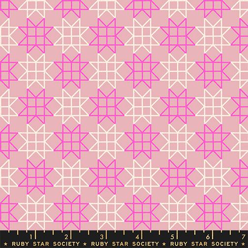 Image of Paper Cuts 2 Geometric Lavender quilting cotton fabric by Ruby Star Society for Moda Fabrics. Features flowers on a pink background. Cute Little Fabric Shop.