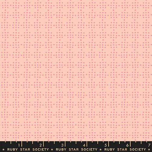 Image of Paper Cuts 2 Dots Peach Puff quilting cotton fabric by Ruby Star Society for Moda Fabrics. Features dots on a pink background. Cute Little Fabric Shop.