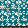 Image of Paper Cuts 2 Fresh Storytime quilting cotton fabric by Ruby Star Society for Moda Fabrics. Features flowers on a blue background. Cute Little Fabric Shop.
