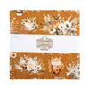 The image is a fabric swatch featuring a floral pattern with coffee-related items such as cups, saucers, and flowers.