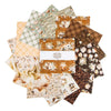 a collection of various fabric pieces with different patterns and designs, including coffee-related motifs.