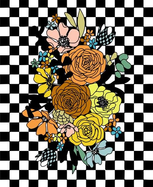 True to Hue Chromatic Muse Panel Black as Night Floral Fabric - 11567 - Moda Fabrics Quilting Cotton Fabric