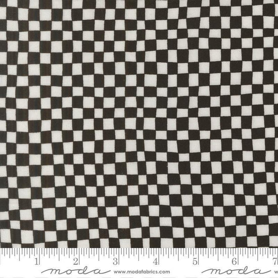 Image of True to Hue Checks Black as Night quilting cotton fabric by Alli K Design for Moda Fabrics. Features checks on a black background. Cute Little Fabric Shop.