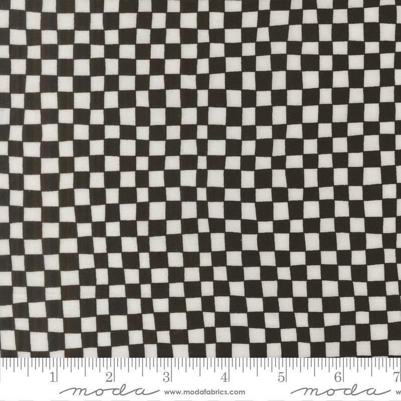 Image of True to Hue Checks Black as Night quilting cotton fabric by Alli K Design for Moda Fabrics. Features checks on a black background. Cute Little Fabric Shop.